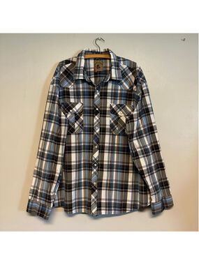 COEVALS CLUB Plaid Casual Button Down Shirt Men’s Size 3XL Blue Brown Casual